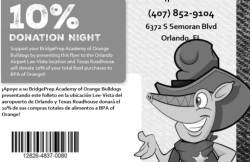 BPA of Ornge 2019-2020 Texas Roadhouse Family Fundraising Night Flyer 